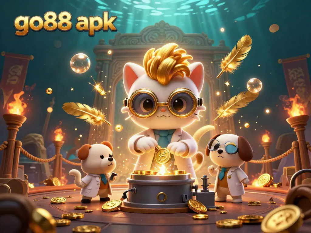 Catch the excitement of go88 apk with a vibrant scene of gaming characters and rich casino elements.