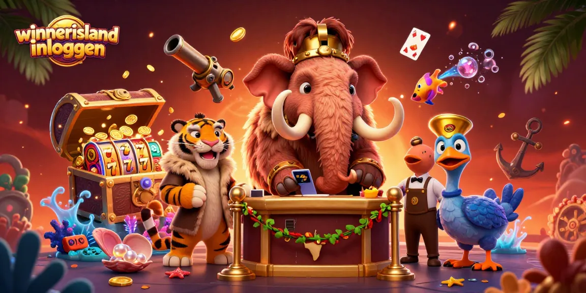 Experience winnerisland inloggen with vibrant characters and dynamic casino elements in a captivating illustration.