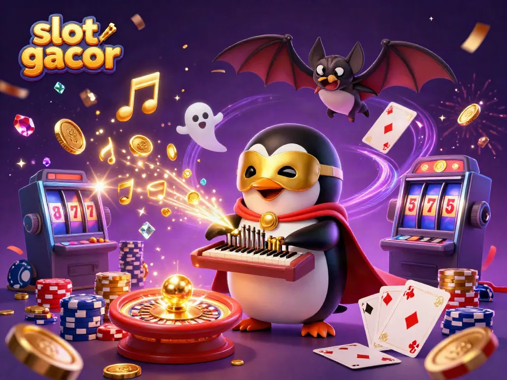Win big with slot gacor in this vibrant casino-themed 3D illustration showcasing excitement and fortune.